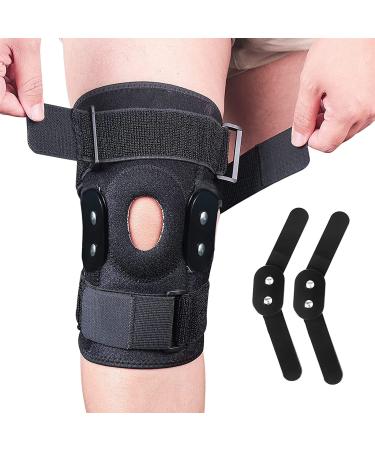 Hinged Knee Brace  Adjustable Knee Support Wrap for Men&Women  Pain Relief Swelling and Inflammation  Patellar Tendon Support Sleeve for Helping Relieve Strains  Sprains  ACL and MCL Injuries Large BLACK