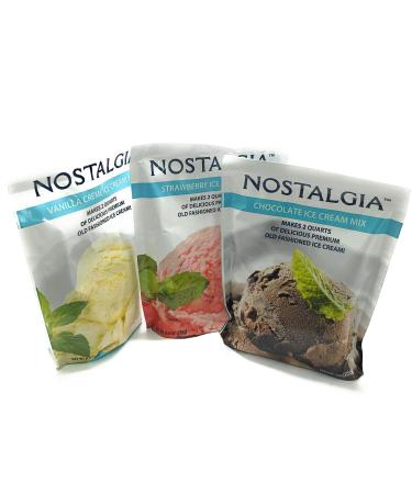 Nostalgia Ice Cream Mix, Variety Pack of 1 Each, Chocolate, Vanilla, Strawberry, 8.0 oz each