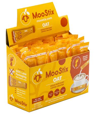 MooStix Oat Milk Single Serve Non Dairy Coffee Creamer Shelf Stable Dairy Free Plant Based Vegan Oatmilk (Pack of 50)