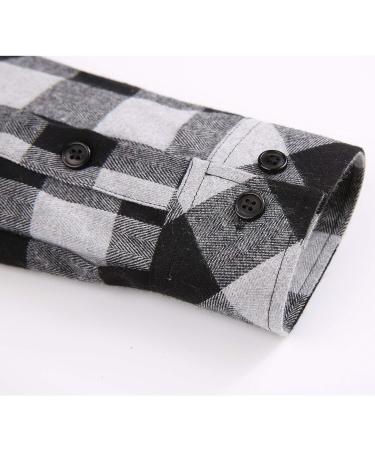 Uillnoodu Women's Flannel Plaid Shirt - Long Sleeve Regular Fit Button Down Casual (White/Black Plaid, Large) - Buy Online on GoSupps.com