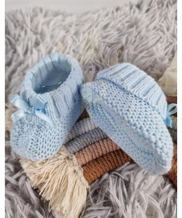 Royal Icon Newborn Baby Booties with Bow - Soft Knitted Unisex Bootees (0-3 Months) - Indoor/Outdoor Use - Blue RI354 - Buy Online on GoSupps.com