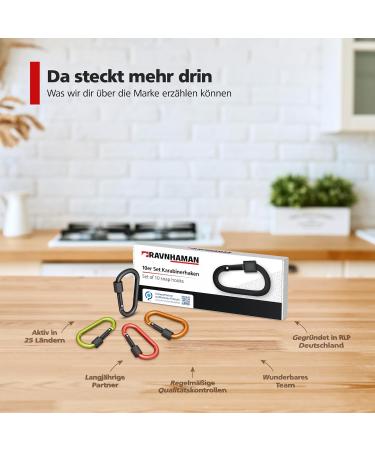 Ravn Haman 10x Colorful Screw Carabiner - Heavy-Duty Hooks Up to 30kg for Indoor/Outdoor Use - Ideal for Hammocks Punching Bags and Decor - Buy Online on GoSupps.com