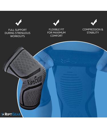 RiptGear Knee Compression Sleeve for Arthritis, Meniscus Tear, Running & Walking Support for Women and Men Medium Gray (1 Pack) - Buy Online on GoSupps.com