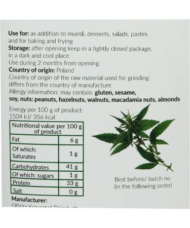 Hemp Seed Flour - Premium Ol'Vita 250g M ka Konopna - Buy Online on GoSupps.com