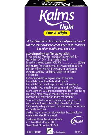 Kalms Night One-a-Night 21 Tablets - Herbal Sleep Aid for Temporary Relief of Sleep Disturbances - Buy Online on GoSupps.com