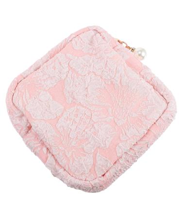 Sanitary Pad Pouch Portable Feminine Menstruation Bag with Zipper Menstrual Carrying Bag Nursing Pad Holder Tampons Pouch MakeUp Bag Pink