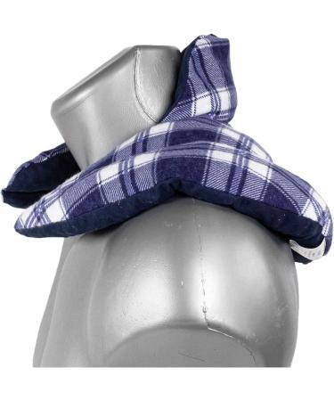Cozy Neck Pillow with Stand-Up Collar & Heat Pad - St. Johns Wort & Flannel Check Blue - Perfect for Relaxation & Travel - Buy Online on GoSupps.com