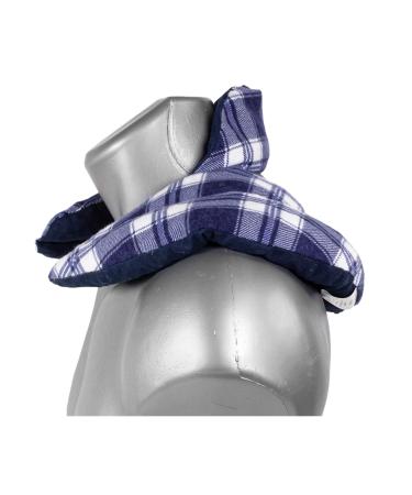 Neck pillow with stand-up collar grape seed pillow - neck pillow heat pad - a very cozy neck warmer - flannel check blue - Buy Online on GoSupps.com