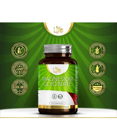 LN Magnesium Glycinate Capsule | 120 Vegan Magnesium Bisglycinate Supplements | 1250mg Providing 250mg Elemental Magnesium Per Dose | Non-GMO Gluten Free Allergen Free - Buy Online on GoSupps.com