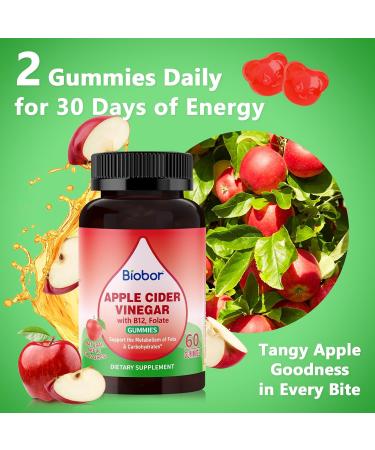 Apple Cider Vinegar Gummies 1000 mg with Vitamin B12 ACV Gummies for Women Support The Metabolism of Fats and Carbohydrates Vegan GMO Free Gluten Free (60 Count) 60 Count (Pack of 1) - Buy Online on GoSupps.com