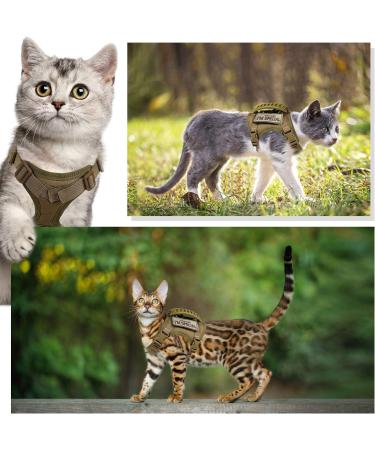 Tactical Cat Harness - Escape Proof Soft Mesh Pet Vest for Large Cats & Small Dogs - Adjustable and Comfortable - Khaki - Buy Online on GoSupps.com