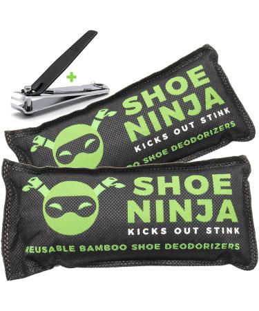 Charcoal Shoe Deodorizer Inserts - Shoe Odor Eliminator - Activated Bamboo Charcoal Shoe Deodorizer Bags to Absorb Shoe Smell - Pack of 2 Shoe Smell Eliminator with Nail Clippers
