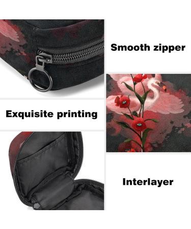 Menstruation Pad Bag with Zipper | Women's Tampon & Napkin Bag - Flamingos Poppy Flowers Design - Buy Online on GoSupps.com