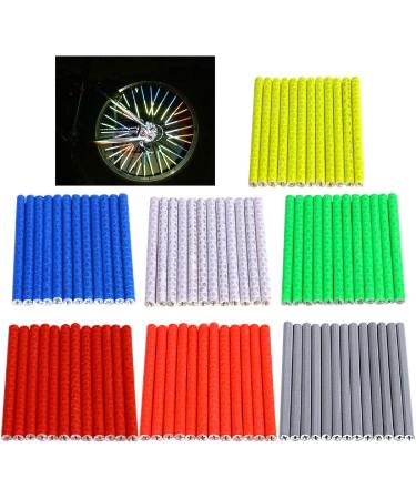 SANNIX 84pcs/7 Sets Bicycle Spoke Skins Wraps Bicycle Wheel Spoke Reflector Reflective Kids Road Mountain Bike Colorful Wheel Decoration Reflectors