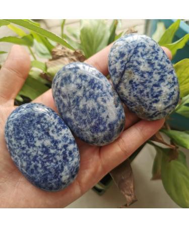 Manekieko Natural Blue Stone Worry Stones - Oval Palm Pocket Healing Crystal for Spa Massage & Energy Balancing | International Shipping - Buy Online on GoSupps.com