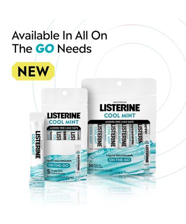 Listerine On-The-Go Cool Mint Alcohol Free Mouthwash Packets Oral Rinse in Individual Packets Kills Bad Breath Germs Less Intense Taste Cool Mint Flavor Mini Travel Size 0.33 fl oz. 30 Pack 0.34 Fl Oz (Pack of 30) - Buy Online on GoSupps.com