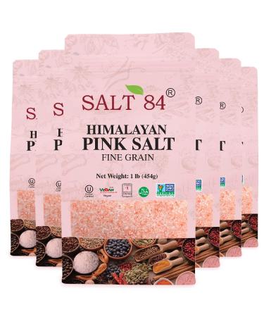 Salt 84 Himalayan Pink Salt  Fine Grain, Non-GMO  Kosher Rock Salt for Cooking  6 lbs. (6 x 1 Pound Bags)