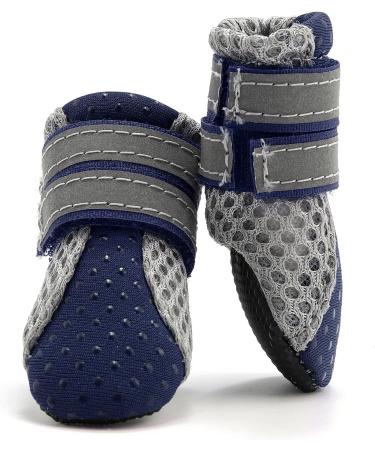Zunea Dog Shoes - Slipproof Paw Protection for Small Dogs | Adjustable Reflective Soft & Breathable | Summer Heat-Resistant Blue (4 Pack) - Buy Online on GoSupps.com