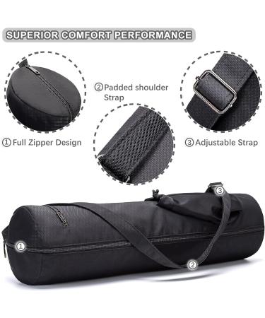HAGUSU Waterproof Yoga Mat Bag with 2 Pockets, Adjustable Shoulder Strap - Black - Buy Online on GoSupps.com