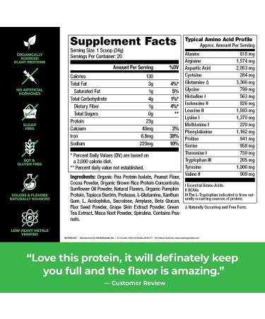 Tripact Vegan Chocolate Peanut Butter Protein Powder - Non-GMO Organic Plant Based Superfoods with Probiotics, BCAAs & Glutamine - 20 Servings - Buy Online on GoSupps.com