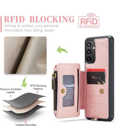 Buy Soonic Leather Cover for Samsung Galaxy A54 5G - Pink Magnetic Wallet Case with Zipper Card Slots Coin Compartment & Stand - Buy Online on GoSupps.com