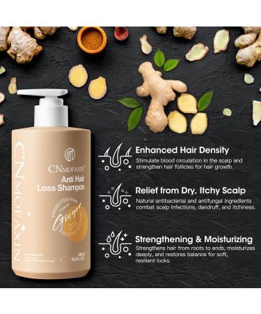 Anti Hair Loss Shampoo - Nourishing Ginger Hair Growth Treatment for Men & Women | Volumizing Regrowth with Herbal Essences Rose & Castor Oil - 16.8 fl. oz - Buy Online on GoSupps.com