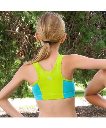 Tween & Teen Mesh Racer Sports Bra - Lime/Teal, High Impact Racerback Style - Buy Online on GoSupps.com
