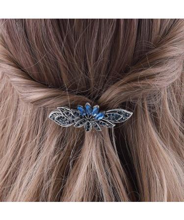 Aneneiceera Blue Crystal Wedding Hair Clip Barrette Molan Rhinestone Black Hair Barrette Clips Bling Bridal Headpieces Head Clip Headwear Crystal Bride Hair Accessories for Women and Girls (Lotus) - Buy Online on GoSupps.com
