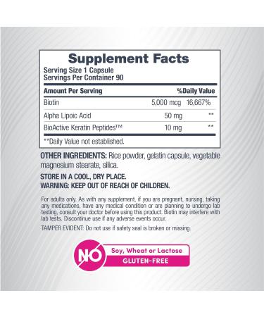 NeoCell Biotin Complex Hair Skin & Nails | 90 Capsules | with BioActive Keratin Peptides and Alpha Lipoic Acid | Radiance-Infused Formula - Buy Online on GoSupps.com