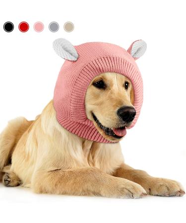 Frienda Quiet Ears for Dogs, Dog Ear Muffs Noise Protection Knitted Dog Hats Pet Ears Warm Dog Ear Cover Winter Hat Dog Snood Head Wrap Bunny Costume for Medium to Large Dogs Cats Pets (Pink) - Buy Online on GoSupps.com
