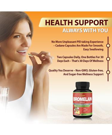 Organic Cadane Bromelain Extract Capsules 8in1 with Quercetin Elderberry Nettle Ginger Echinacea Garlic Black Pepper - Support Digestion Health & Immune System - 60 Capsules - Buy Online on GoSupps.com