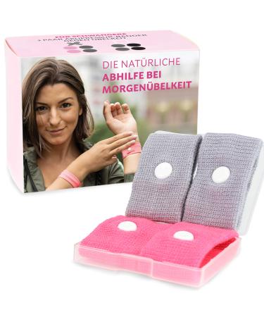 Cozy Racoon Acupressure bracelet against nausea during pregnancy I Effective and without side effects I practical transport box I bracelets 4 pieces (2x pink 2x gray) 2 pink 2 gray - Buy Online on GoSupps.com