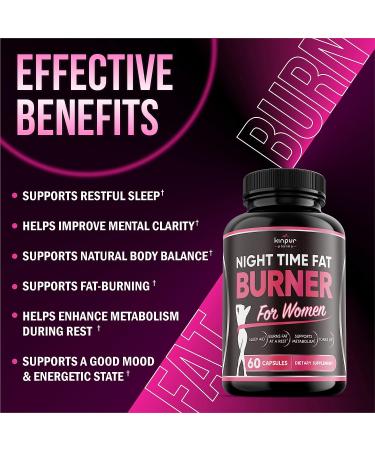 Kinpur Pharma Night Time Fat Burner for Women - 120 Capsules - Metabolism Booster & Appetite Suppressant - Natural Weight Loss Supplement - Buy Online on GoSupps.com