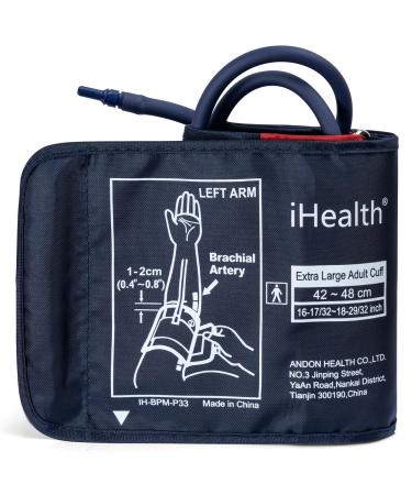 iHealth Extra Large Adult Blood Pressure Cuff (16.5"-18.9" | 42-48cm) - XL Replacement BP Cuff for Big Arms Compatible with iHealth Track Smart Upper Arm Blood Pressure Monitor Adult Cuff Only