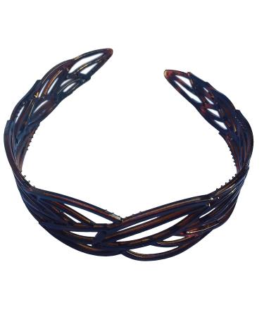 Parcelona French Wide Leafy Design Tortoise Shell Brown Celluloid Hair Headband - Buy Online on GoSupps.com