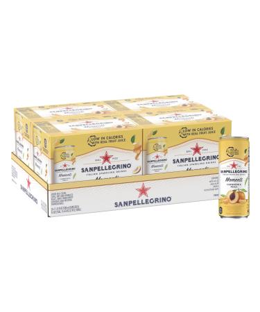 SAN PELLEGRINO MOMENTI Italian Sparkling Drinks Clementine Peach Carbonated Fruit Beverage 24 x 330mL Cans Clementine & Peach