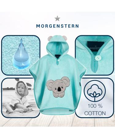 Shop Morning Star Badeponcho: 100% Cotton Oeko-Tex Hooded Baby Bath Towel for Girls & Boys (1-3 Years) - Turquoise Koala - Buy Online on GoSupps.com