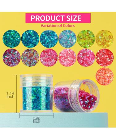 YGDZ Chunky Glitter: 13 Colors Holographic Rainbow Sequins for Nail, Body, Face, Hair, Eyes - Festival Makeup Glitter - Buy Online on GoSupps.com