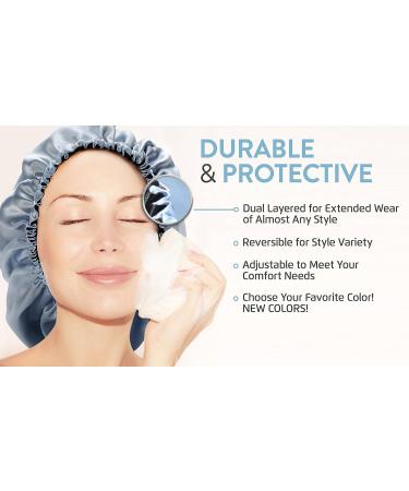 Glow By Daye Satin Bonnet - Double-Layered & Adjustable Sleep Cap - Extra Large - Reversible Navy Classico - Buy Online on GoSupps.com
