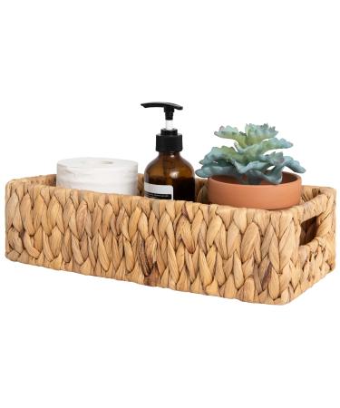 StorageWorks Water Hyacinth Basket for Toilet Paper, Wicker Baskets for Storage with Built-in Handles, 14 "L x 6 "W x 3 "H Natural (Water Hyacinth)