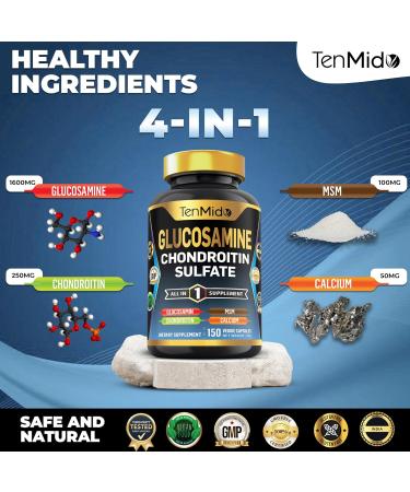 Tenmido Glucosamine Chondroitin MSM Supplement for Men and Women - 4in1 Formula - Joint & Bone Health Support - 150 Capsules - Buy Online on GoSupps.com