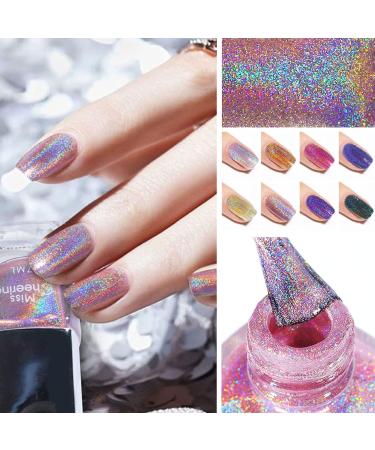Cycullinyt Laser Gel Nail Polish Kit 8Pcs Shiny Easy Peel Off and Fast Dry Nail Polish Soak Off Sparkle Gel Polish for Manicure - Buy Online on GoSupps.com