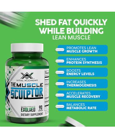 Vital Alchemy The Muscle Sculptor Muscle Builder with Vitamin B3 B6 Phosphatidylserine Epicatechin & Cayenne Supports Muscle Growth Focus Energy & Protein Synthesis Made in USA 90 Capsules - Buy Online on GoSupps.com