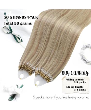 Moresoo Micro Loop Extensions - Real Hair 45 cm Goldblond & Middle Blond Microring Extensions | Remy Hair #P16/22 | 50g - Buy Online on GoSupps.com