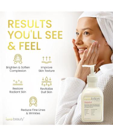 Luxe Beauty Hyaluronic Acid Moisturizer for Face, Neck & Hands - Grapefruit-Scented Silicone-Free Lotion - Organic & Plant-Based Anti-Aging Cream - 8.5 Fl Oz - Buy Online on GoSupps.com