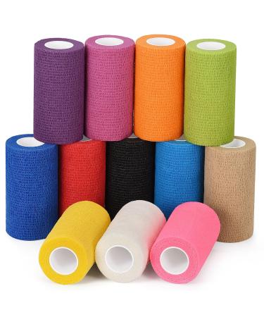 12 Roll self -adhering bandage self -adhesive bandage 10cm cohesive bandage wrap first aid sports injuries adhesive bandage association elastic binding fixing association pet vet wrap for horse dogs mix - Buy Online on GoSupps.com