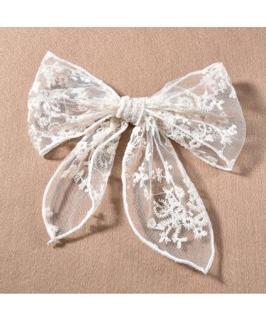 Asphire Vintage Lace Large Bow-Knot Hair Clip - Handmade Embroidery Bridal Butterfly Barrette Clip for Women - White - Buy Online on GoSupps.com