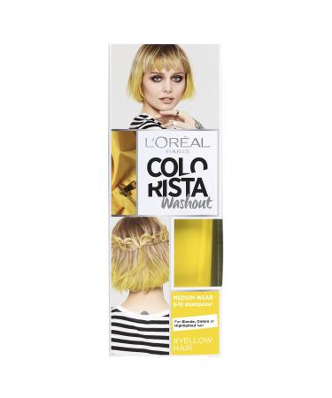 L'Oreal Paris Colorista Washout Yellow Neon Semi-Permanent Hair Dye 80ml Yellow Neon 80 ml (Pack of 1)