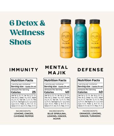 PUR Cold-Pressed Juice CUR Juice Cleanse with Wellness Shots Supports Digestion Immunity & Energy Greens Lemonade Celery Kick & More 12 Bottles & 6 Functional Shots - Buy Online on GoSupps.com