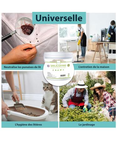 Diatomaceous Earth Bed Bug Usable in Organic Farming 100% Natural and Made in France Cat Wormer Dog Wormer Anti Bed Bugs (1.5kg) - Buy Online on GoSupps.com